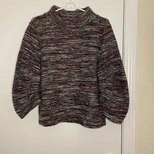 Vince Camuto Mock Neck Marled Knit Cowl Womens Sweater